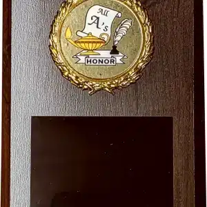 5" x 7" Cherry Finish Plaque w/Gold Wreath