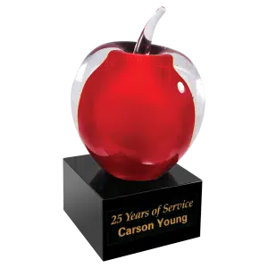 Red Glass Apple w/Black Base