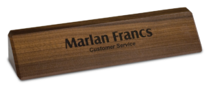 Solid Wood Desk Name Plates - 10-½” x 2” Genuine Walnut