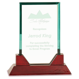 Rectangle Jade Glass w/Rosewood Base