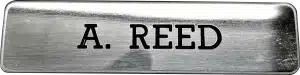 2-1/2" x 5/8" SILVER METAL NAME TAG WITH PIN
