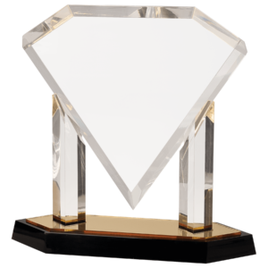 Floating Diamond Acrylic Award - 10.75″ – J11AFD (G/BU), Gold