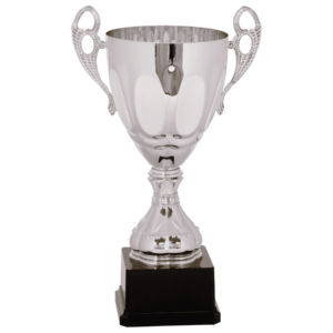 Metal Cup Trophy w/Black Plastic Base - Silver, 14"