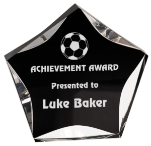 Luminary Star Acrylic Award - 7″ – J7LST (GD/BU/BKG/BKB/BKC), Clear/Black