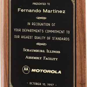 Solid Walnut w/Printed Border Plate Premium Round Corner Plaque