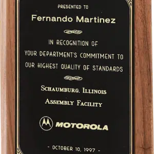 Solid Walnut w/Printed Border Plate Premium Round Corner Plaque