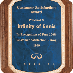 Solid Walnut w/Printed Border Blue Marble Plate, Premium Notched Corner Plaque