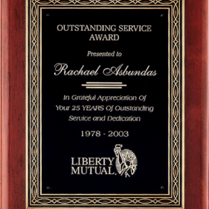 Rosewood Piano Finish w/Bronze Frame Casting, Premium Plaque