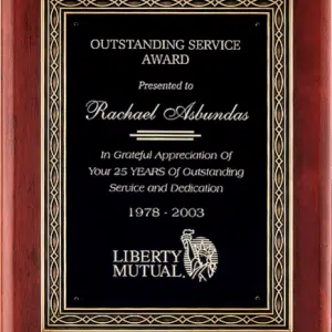 Rosewood Piano Finish w/Bronze Frame Casting, Premium Plaque