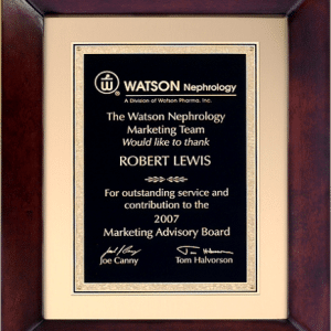 Cherry Finish Frame w/Florentine Plate, Premium Plaque