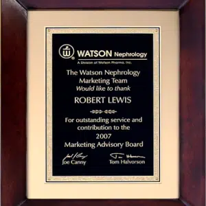 Cherry Finish Frame w/Florentine Plate, Premium Plaque