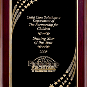 Rosewood Piano Finish w/Florentine Star Shower Plate Premium Plaque