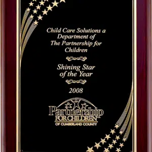 Rosewood Piano Finish w/Florentine Star Shower Plate Premium Plaque