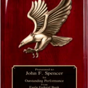 Rosewood Piano Finish w/Bronze Flying Eagle Casting, Premium Plaque