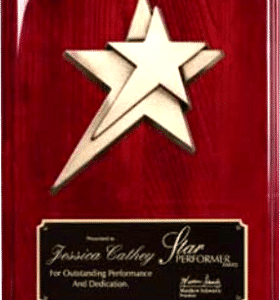 Rosewood Piano Finish w/Bronze Stars Casting, Premium Plaque