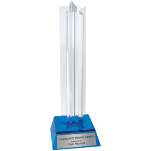 Star Column Acrylic Award - 8.5″ – J3SCM (G/S/BU), Blue