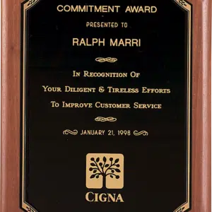 Solid Walnut w/Printed Border Plate Premium Notched Corner Plaque