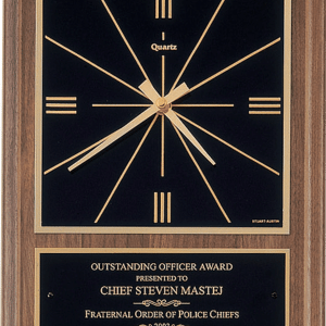 American Walnut Clock Plaque with Square Face - 9" x 12"