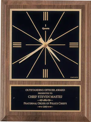 American Walnut Clock Plaque with Square Face - 9" x 12"