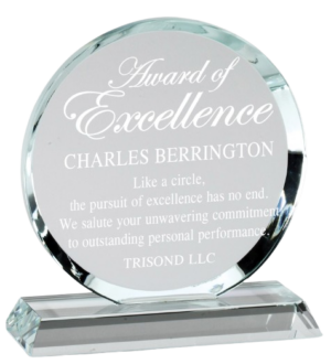 Round Beveled Edge Crystal Award