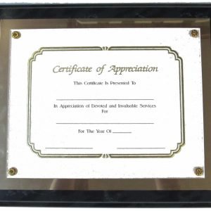 Certificate Plaque - 15" x 12" w/Gold Back Plate