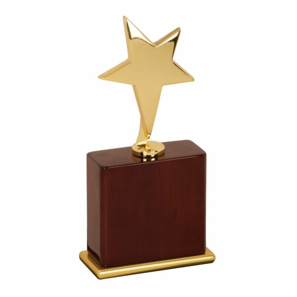 8" Gold Star Trophy on Rosewood Piano Finish Base