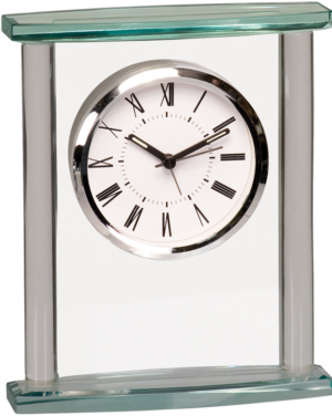 Desk Clock - Square Glass Clock w/Top