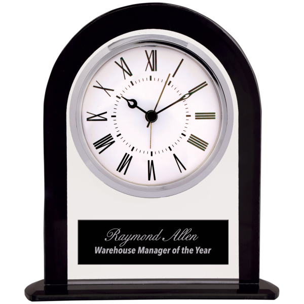 Desk Clock - Black/Clear Arch Glass Clock