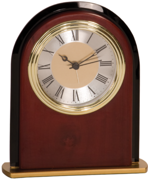 Desk Clock - Mahogany Finish Arch
