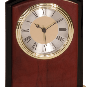 Desk Clock - Mahogany Finish Square Arch