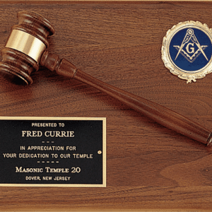 Full Gavel Plaque, Solid Walnut w/Wreath Logo Insert - 12" x 9"