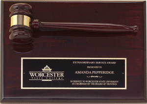 Full Gavel Plaque, Rosewood Piano Finish - 12" x 9"