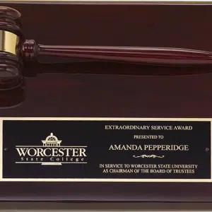 Full Gavel Plaque, Rosewood Piano Finish - 12" x 9"