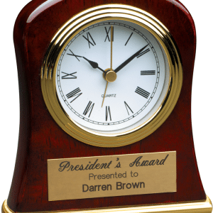 Desk Clock - Rosewood Piano Finish Bell Shaped