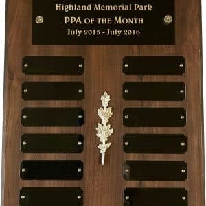 10.5" x 13" Perpetual Plaque w/12 Plates & Gold Leaf Trim