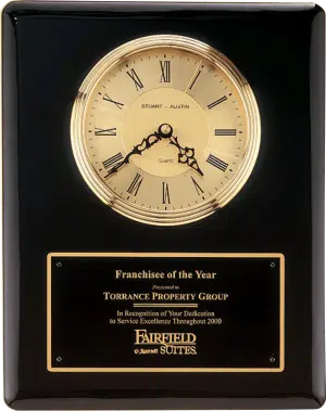 Black Piano Finish Clock Plaque - 10.5" x 13"
