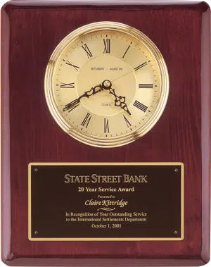 Rosewood Piano Finish Clock Plaque - 10.5" x 13"