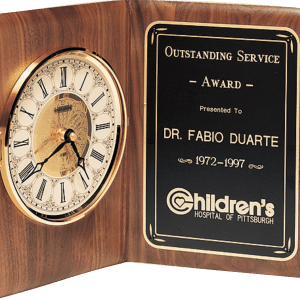 American Walnut Book Clock Plaque - 12.5" x 9.5"