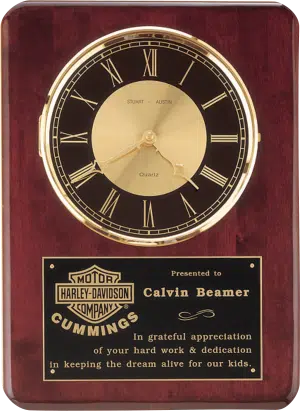 Rosewood Piano Finish Clock Plaque - 12" x 15"