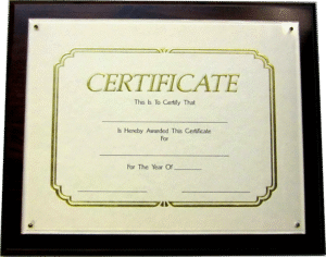 Certificate Plaque w/External Plexiglass - 13" x 10.5"
