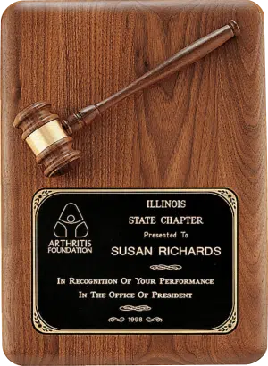 Full Gavel Plaque, Solid Walnut - 11" x 15"