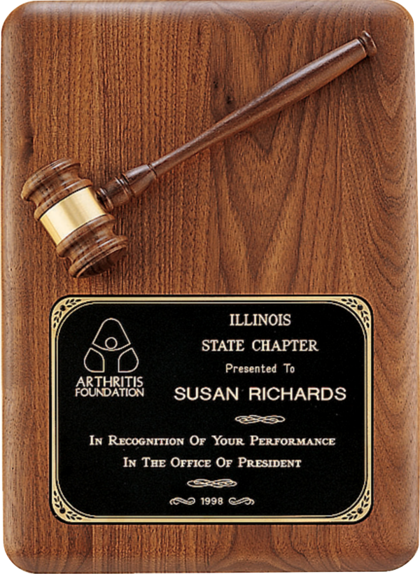 Full Gavel Plaque, Solid Walnut - 11" x 15"