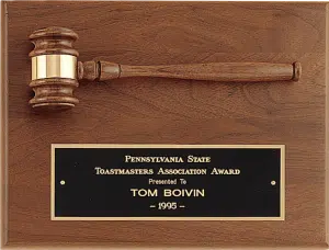 Full Gavel Plaque, Solid Walnut - 12" x 9"