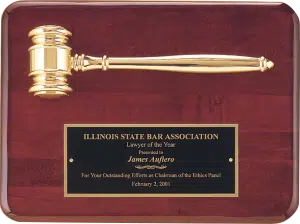 Full Electroplated Gavel Plaque, Rosewood Piano Finish - 12" x 9"