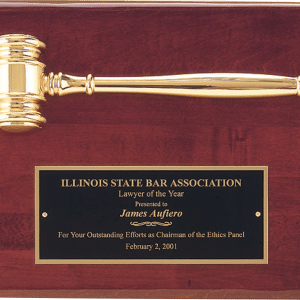 Full Electroplated Gavel Plaque, Rosewood Piano Finish - 12" x 9"