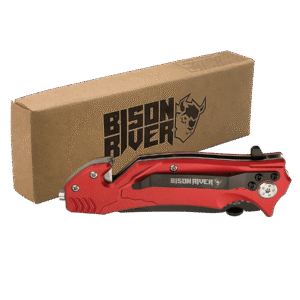 Bison River Rescue Folding Knife - Red