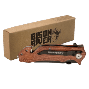 Bison River Rescue Folding Knife - Wood