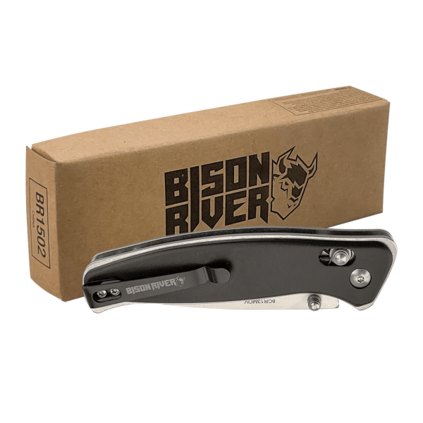 Bison River Black Button Lock Folding Knife
