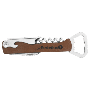 Bottle Opener - Leatherette Wine and Bottle - Dark Brown