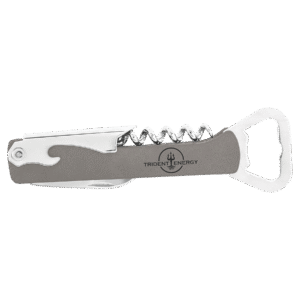 Bottle Opener - Leatherette Wine and Bottle - Gray